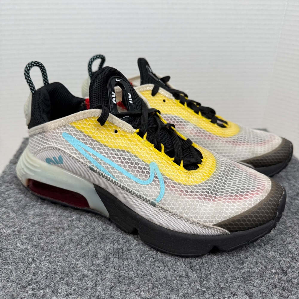 Nike Air Max 2090 GS 3.5Y Womens 5 White Yellow Teal CJ4066-103 Athletic